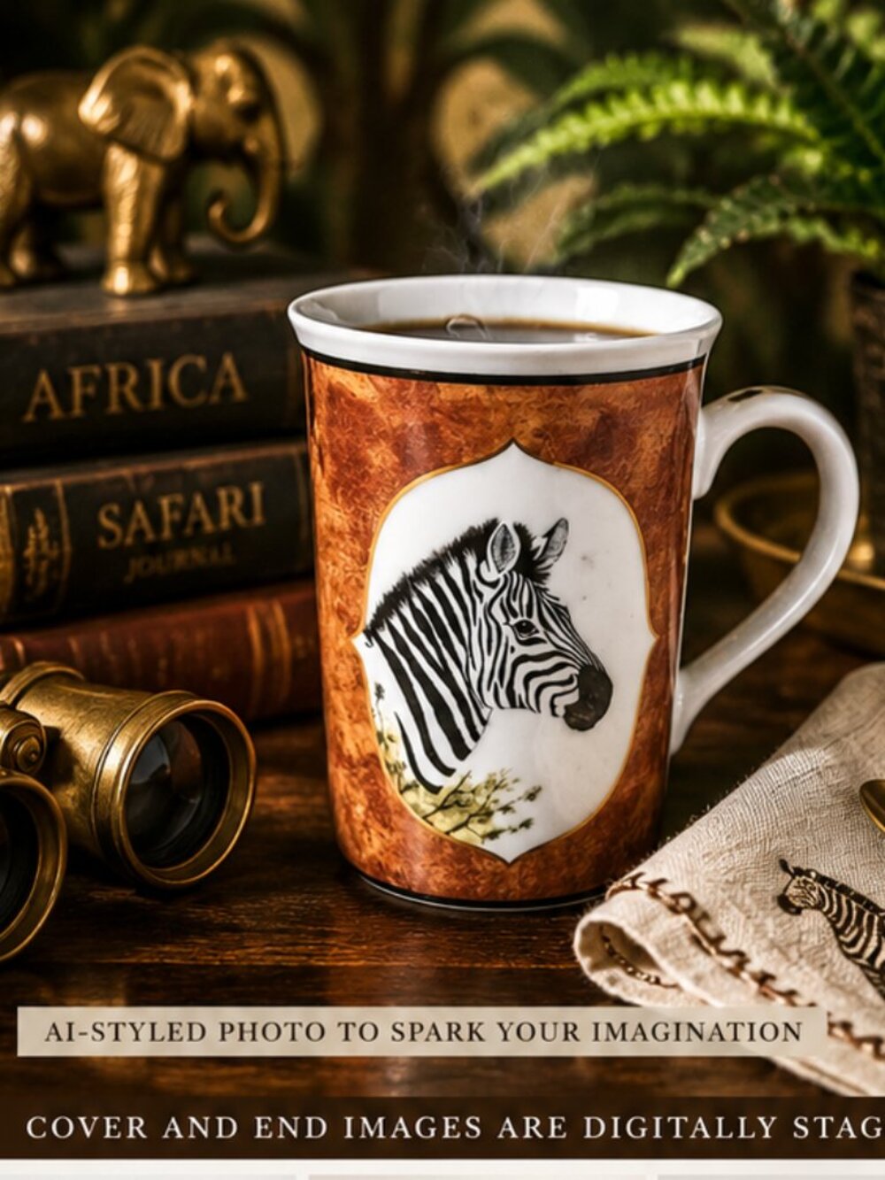 Lynn Chase African Portraits Zebra Mug 24K Gold Safari Porcelain 1995